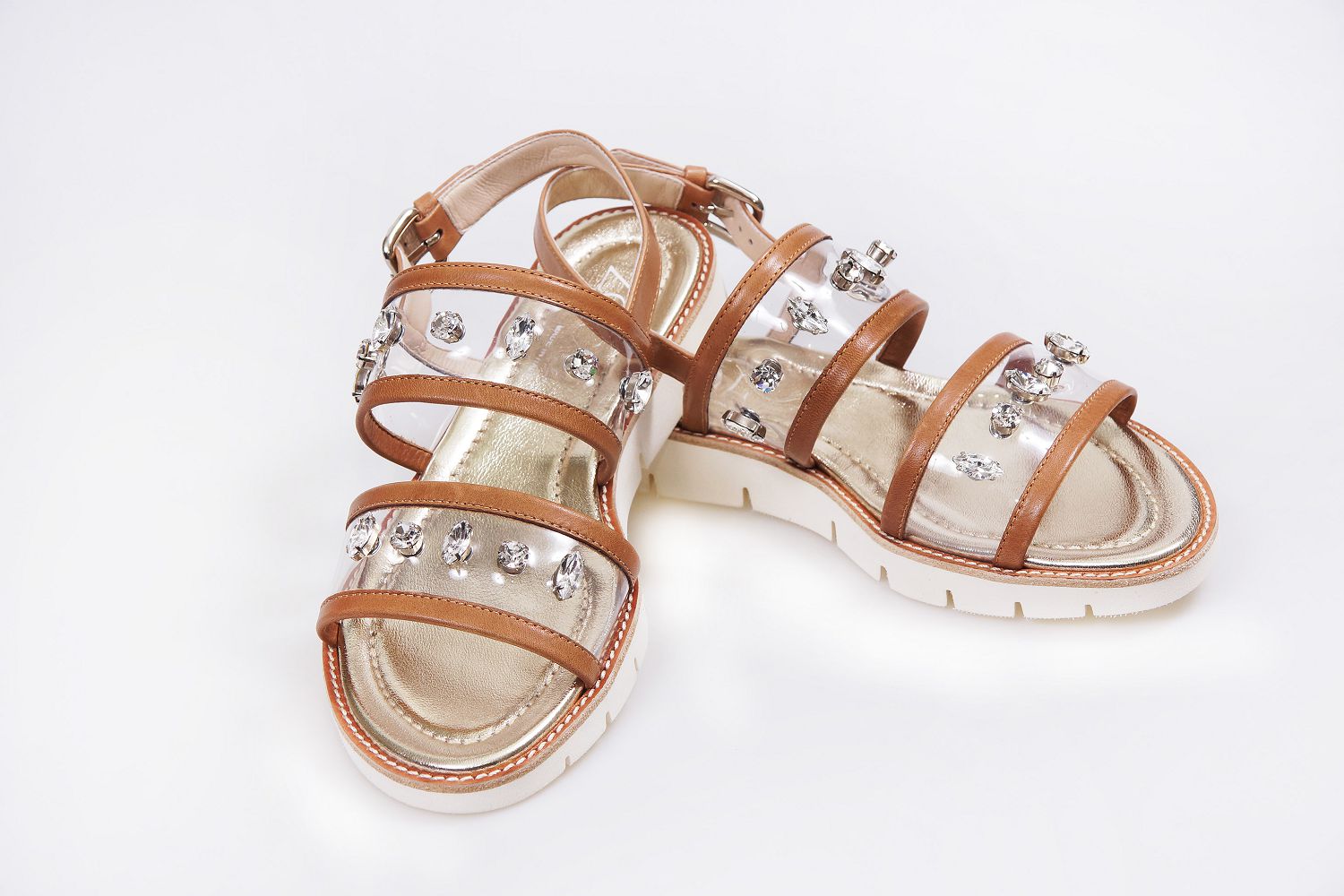 Сандалии со стразами Swarovski, б/к